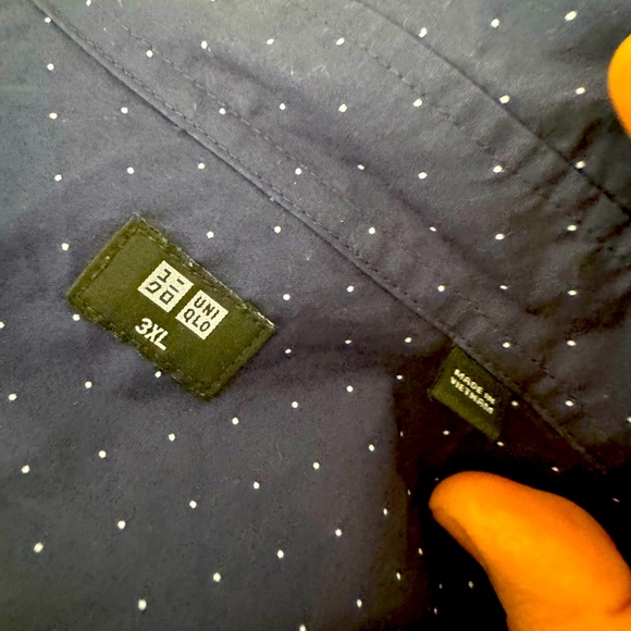BNWOT UNIQLO BLUE POLKA DOT OVERSIZED BUSINESS CASUAL LS SHIRT MEN 3XL COTTON - Picture 2 of 4
